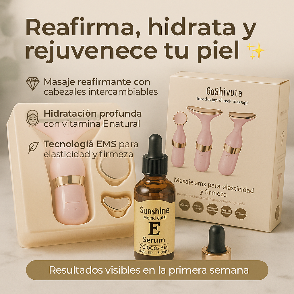 🌟 Combo Rejuvenecedor: Dispositivo Facial 3 en 1 + Suero de Vitamina E