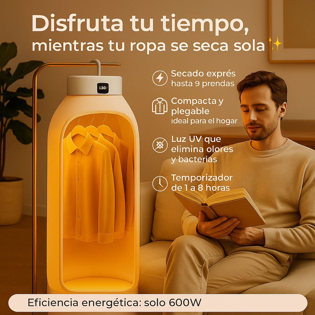 🌬️ Secadora Portátil Exprés con Luz UV – Ropa seca y fresca en minutos