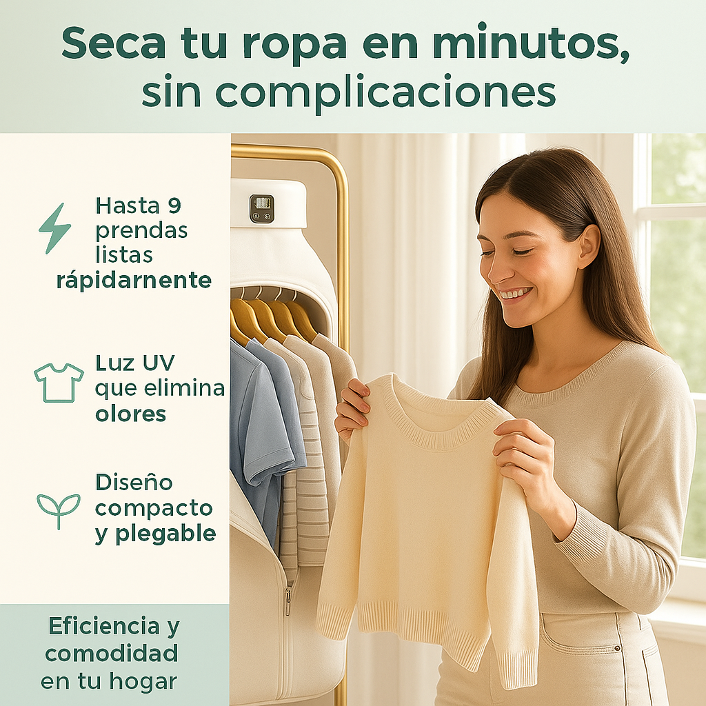 🌬️ Secadora Portátil Exprés con Luz UV – Ropa seca y fresca en minutos