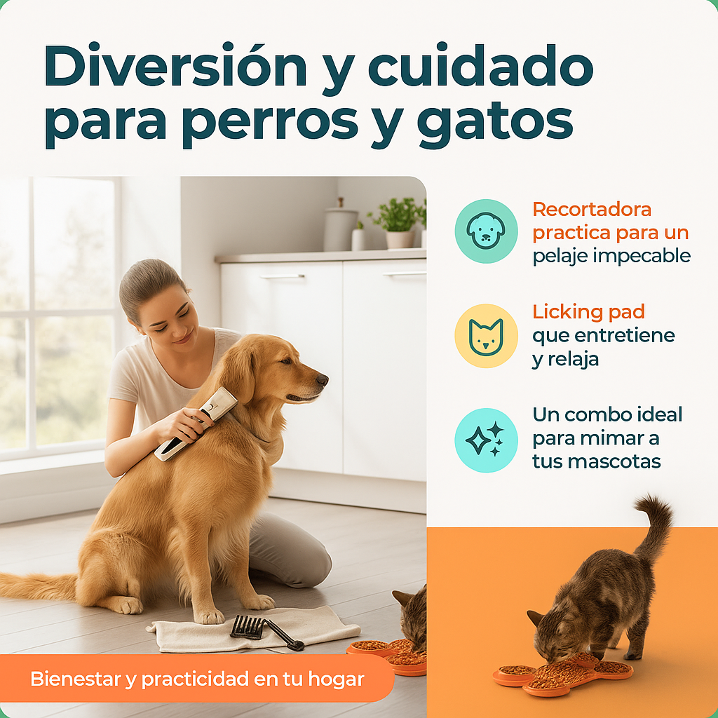 Combo PeluPet – Maquina de Pelo + Comedor de mascotas