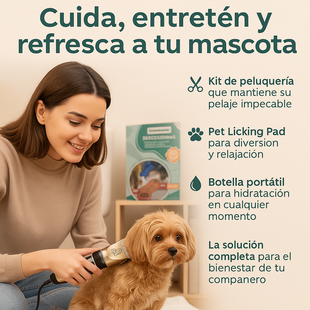 Pet Care 3 en 1: Estilo, Relajación e Hidratación