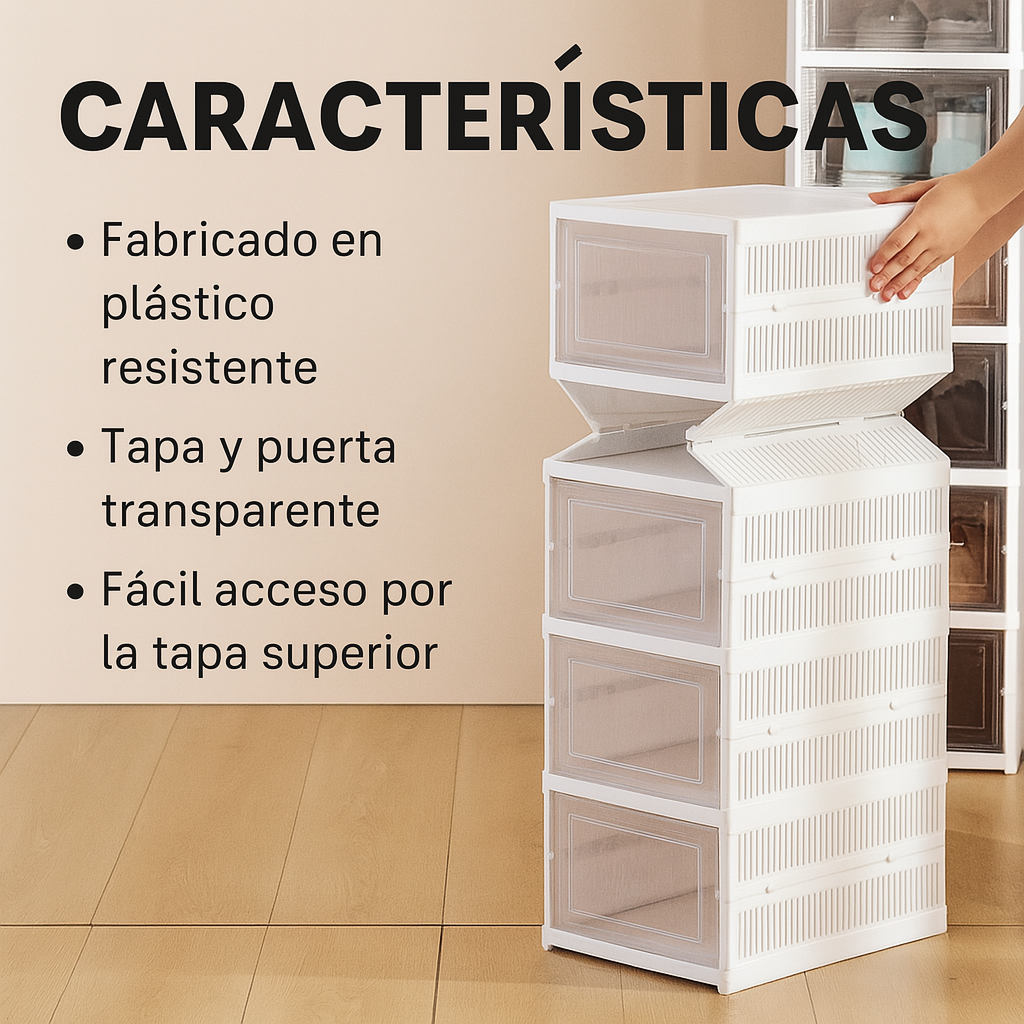 ORGANIZADOR DE ZAPATOS CON TAPA Y PUERTAS | 6 NIVELES