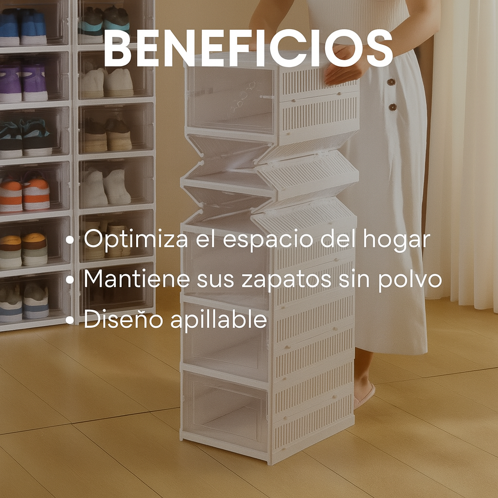 ORGANIZADOR DE ZAPATOS CON TAPA Y PUERTAS | 6 NIVELES