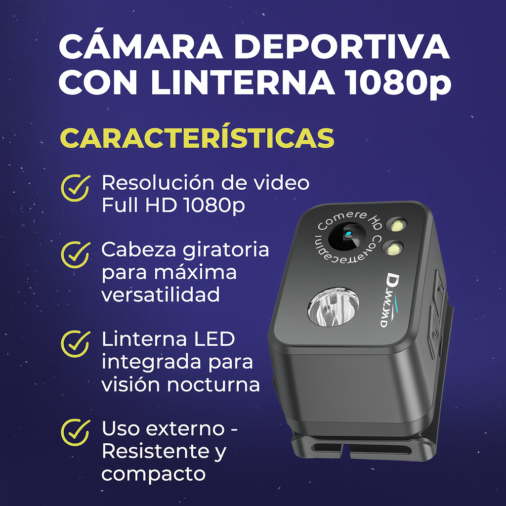 CAMARA DEPORTIVA CON LITERNA | 1080P