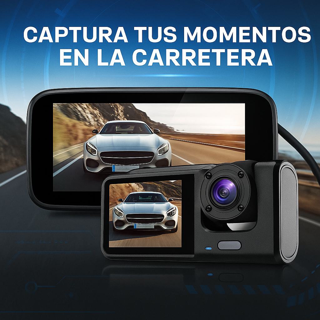 Dashcam Dual HD Wi‑Fi para Auto – Cámara de Tablero con Visión Nocturna