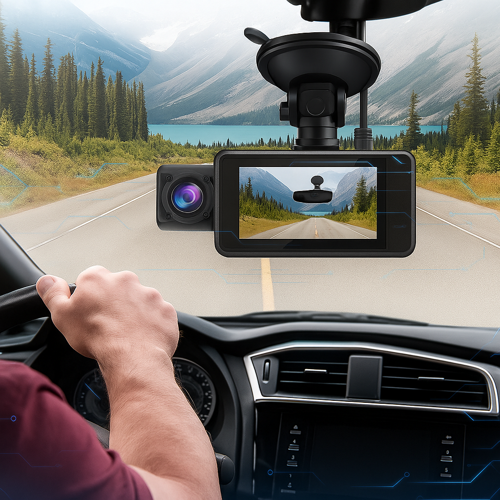 Dashcam Dual HD Wi‑Fi para Auto – Cámara de Tablero con Visión Nocturna