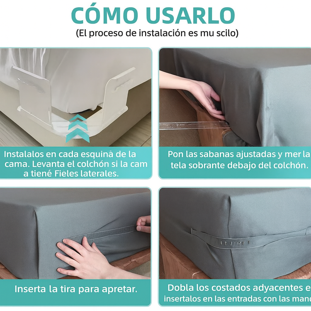BedLock™ – Correas Antideslizantes para Sábanas