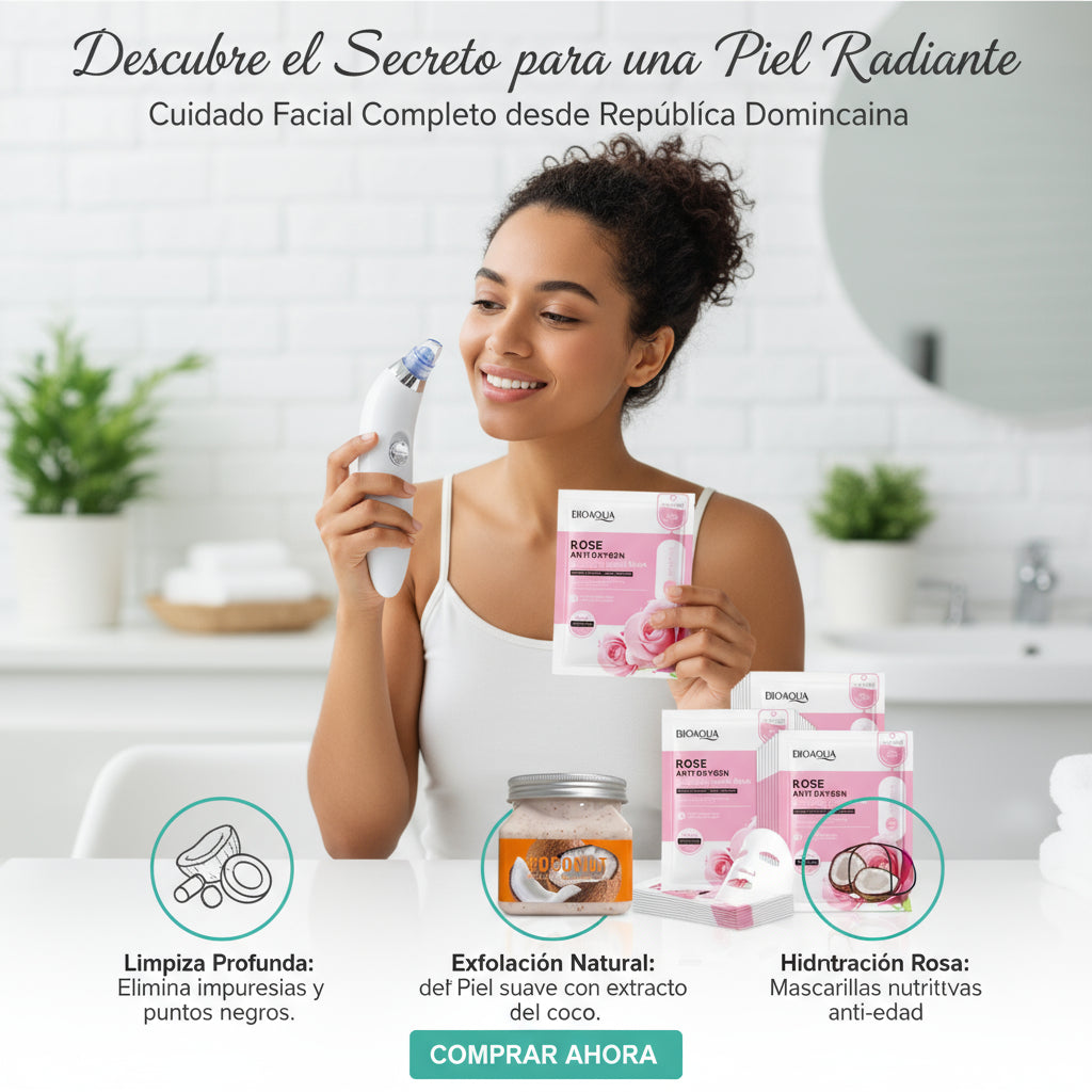 COMBO REMOVEDOR DE IMPUREZAS: EXTRACTOR + EXFOLIANTE FACIAL DE COCO + 5 MASCARILLAS
