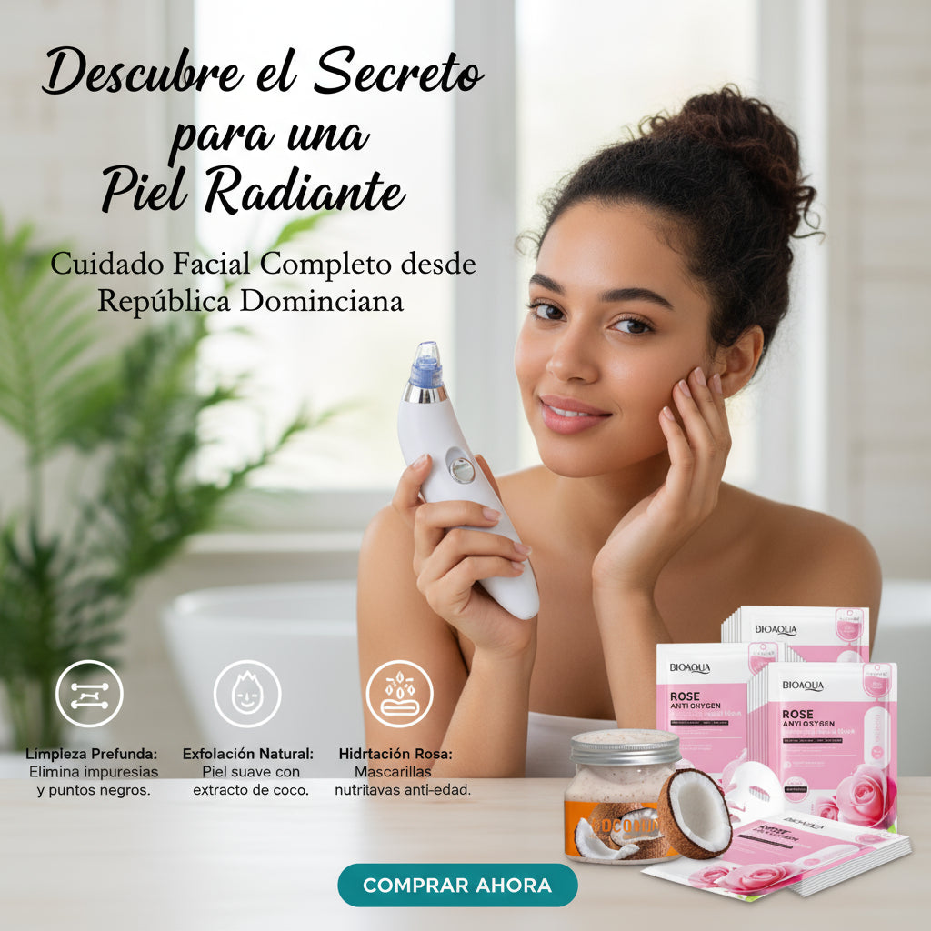 COMBO REMOVEDOR DE IMPUREZAS: EXTRACTOR + EXFOLIANTE FACIAL DE COCO + 5 MASCARILLAS