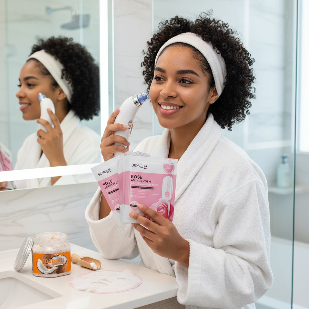 COMBO REMOVEDOR DE IMPUREZAS: EXTRACTOR + EXFOLIANTE FACIAL DE COCO + 5 MASCARILLAS