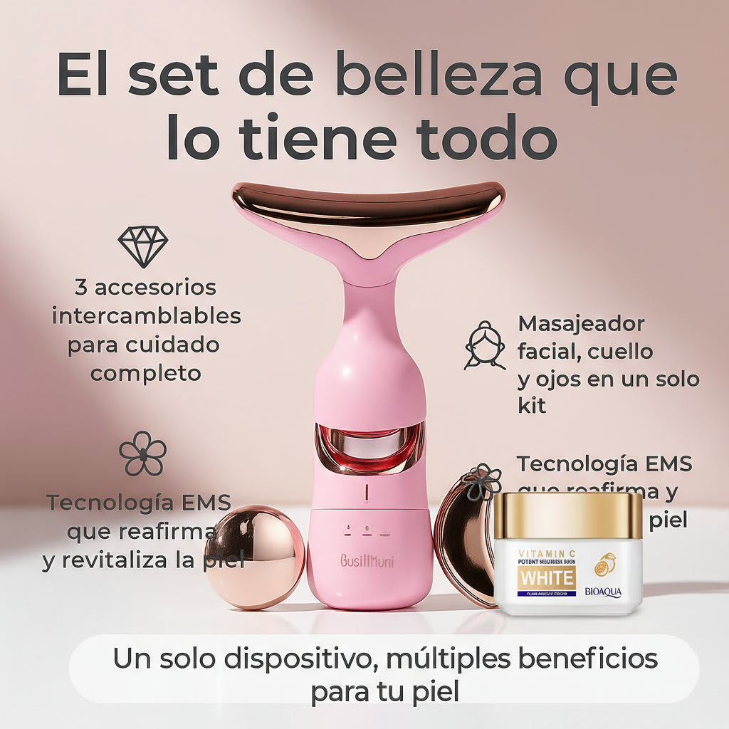✨ Dispositivo Facial 3 en 1 EMS + Crema Vitamina C BIOAQUA