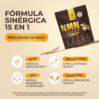 Hi Plus NMN Complex 1500MG - 15 en 1 Balance Celular en 120 Capsulas