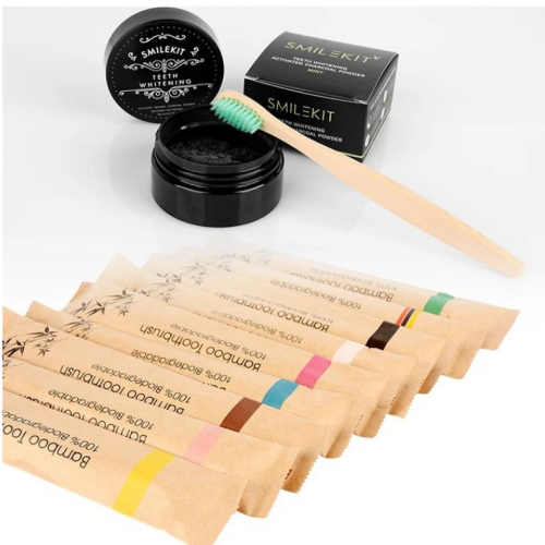 COMBO CEPILLO DE BAMBU CON PASTA DENTAL DE CARBON