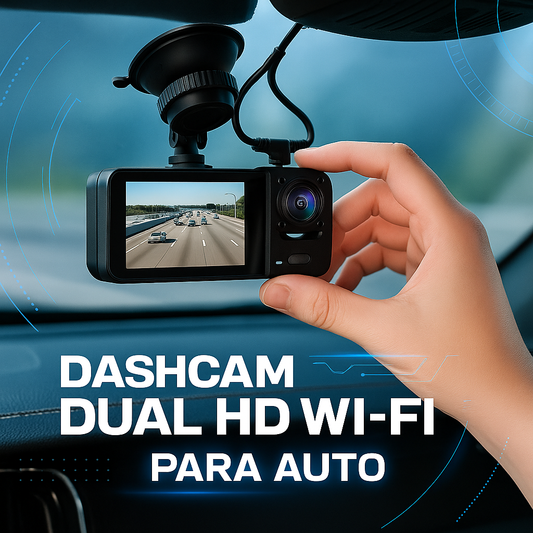 Dashcam Dual HD Wi‑Fi para Auto – Cámara de Tablero con Visión Nocturna