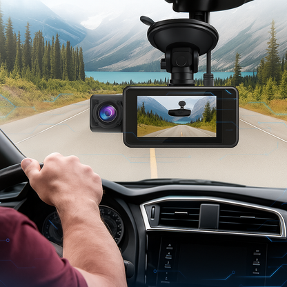Dashcam Dual HD Wi‑Fi para Auto – Cámara de Tablero con Visión Nocturna