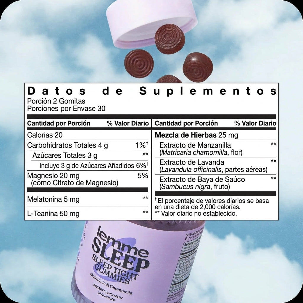 Lemme Sleep Gomitas con 5mg de Melatonina - 60 Gomitas