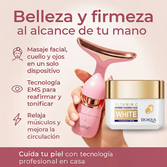 ✨ Dispositivo Facial 3 en 1 EMS + Crema Vitamina C BIOAQUA