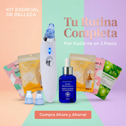 COMBO REMOVEDOR DE IMPUREZAS: EXTRACTOR + ÁCIDO HIALURONICO + 5 MASCARILLAS