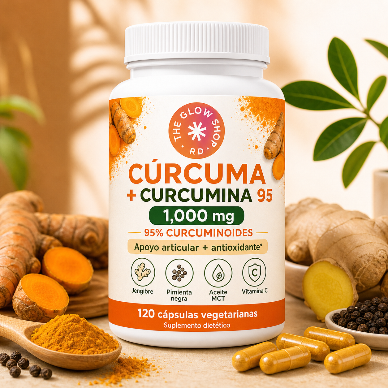 Cúrcuma Pura 95% con Pimienta Negra - 120 CAPSULAS