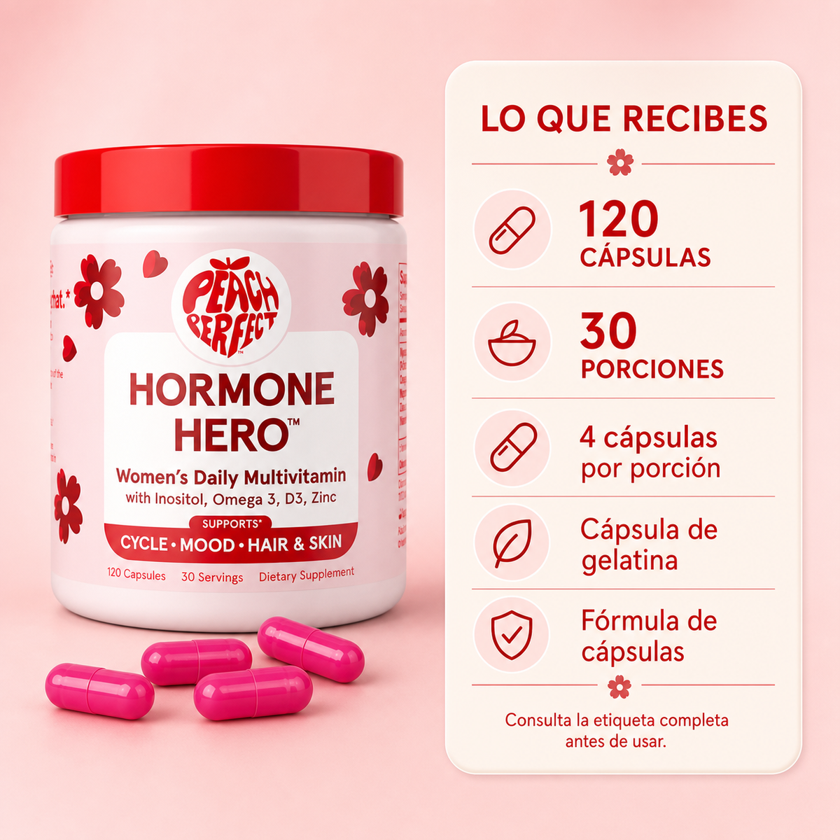 Peach Perfect Hormone Hero - 120 Capsulas